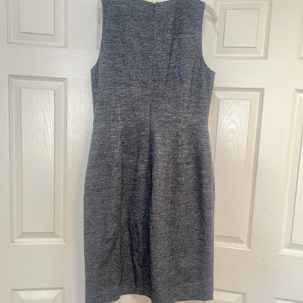 J. Crew Herringbone Knee Length Dress Gray sz 16T Wool blend Workwear business‎
